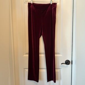 Tahari ASL Burgundy Velour/Velvet Slim, Straight Leg Dress Pants